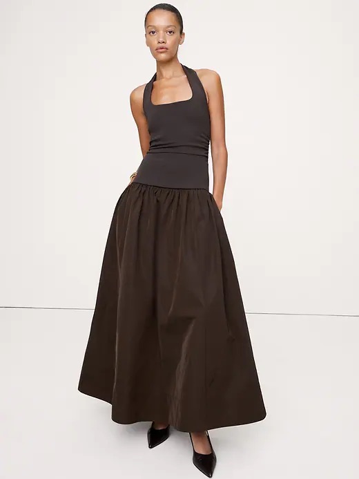 Nwt! Banana Republic Jersey & Taffeta Mixed Media Halter Maxi Dress - #852081
